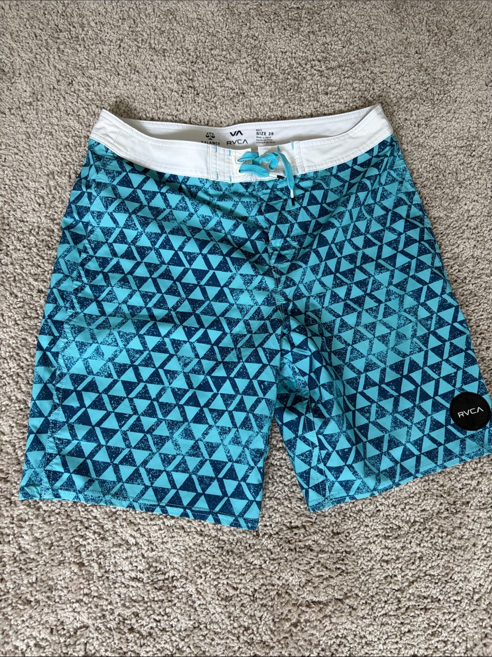 RVCA Men’s Teal Geometric Hybrid Shorts